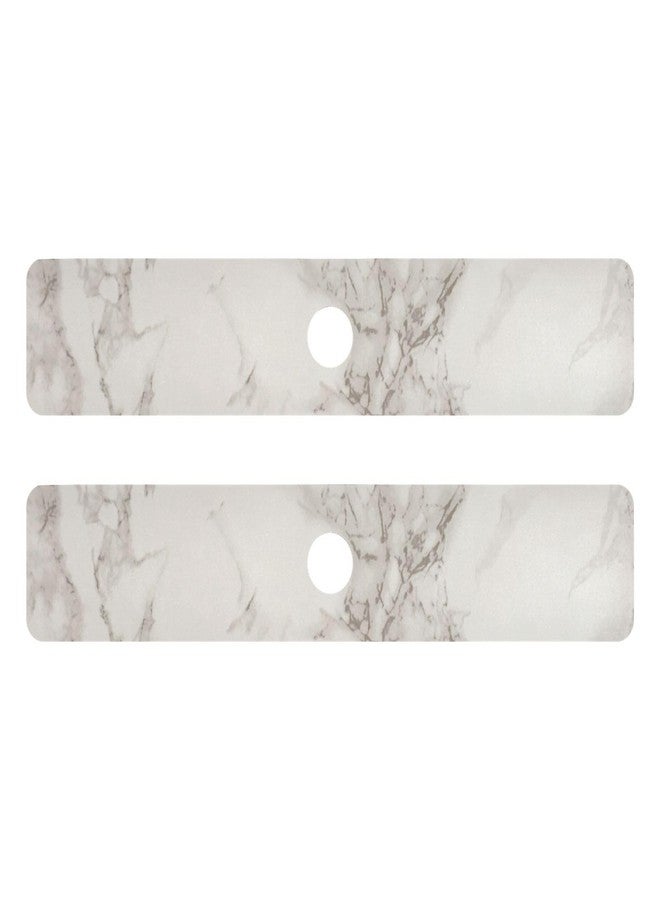 Eyanle Kitchen Sink Splash Guard 2 PCS 30 Inch Sink Faucet Mat Splash Guard for Bathroom Countertop Water Absorbent Foldable Cuttable Soft Washable Marble White - Image 1